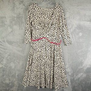 Harper Rose Womens Fit & Flare Dress Ivory Midi Cheetah Print Zip Stretch 14 New